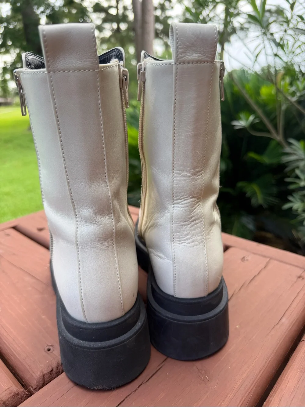 Miista Anouk Off-White Leather Platform Lug Sole Ankle Boots 7.5 $395